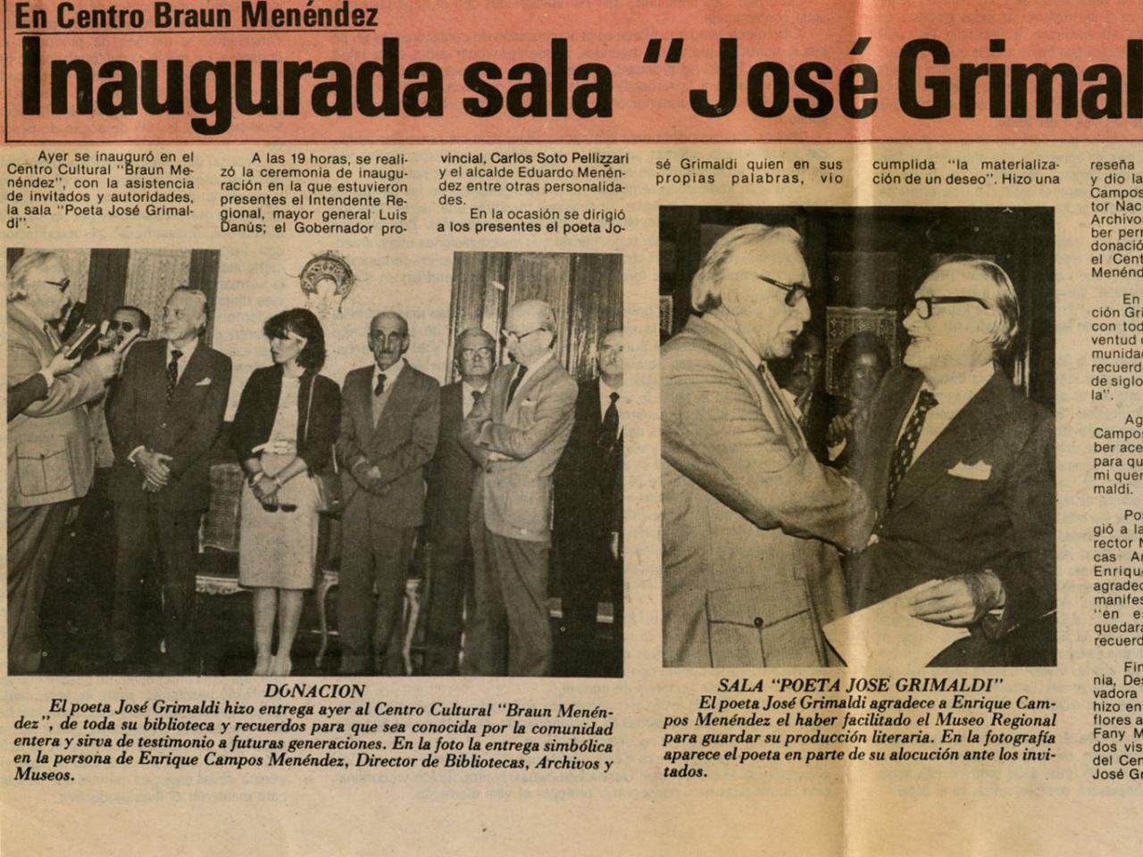 Inauguración de la Sala José Grimaldi