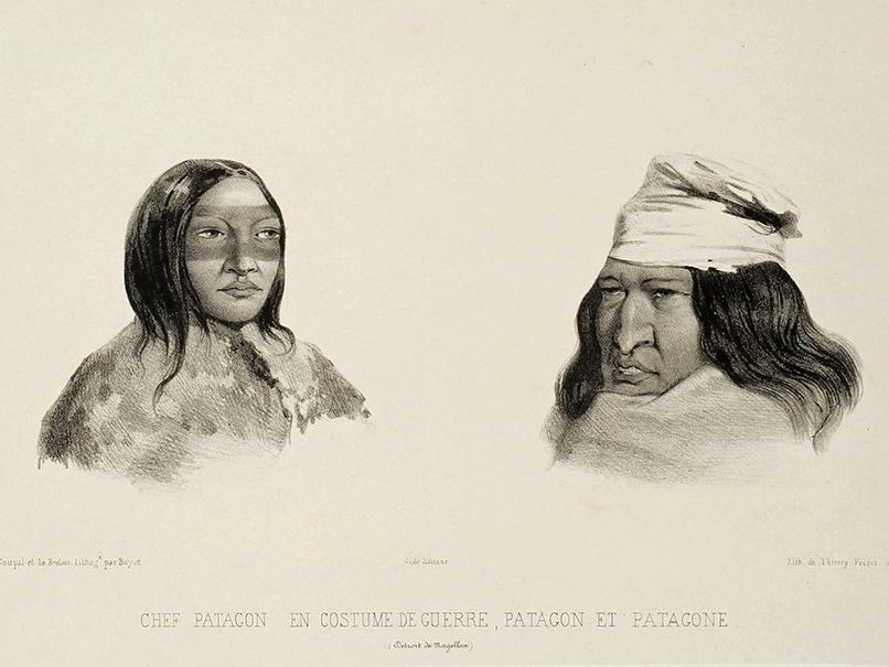Ilustraciones del paso de los expedicionarios por el estrecho de Magallanes y su estadía en la Patagonia