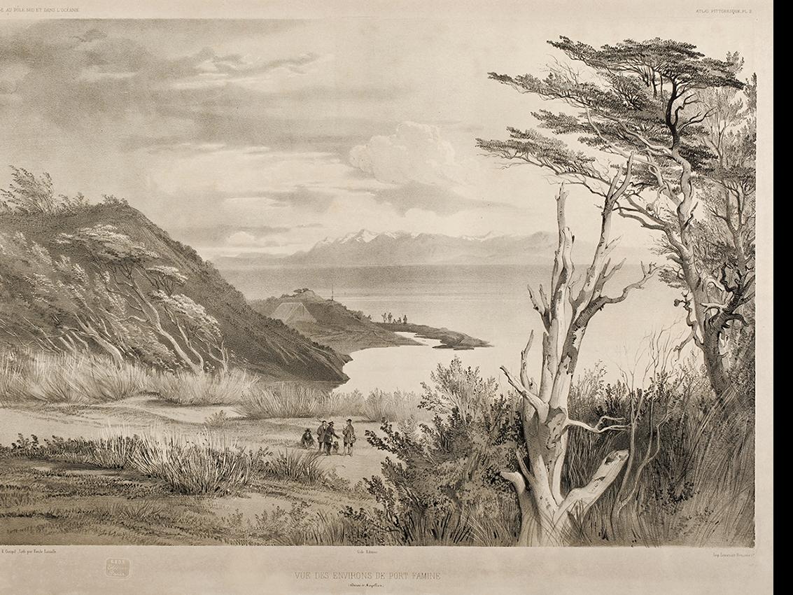 "Vista de los alrededores de puerto del Hambre"