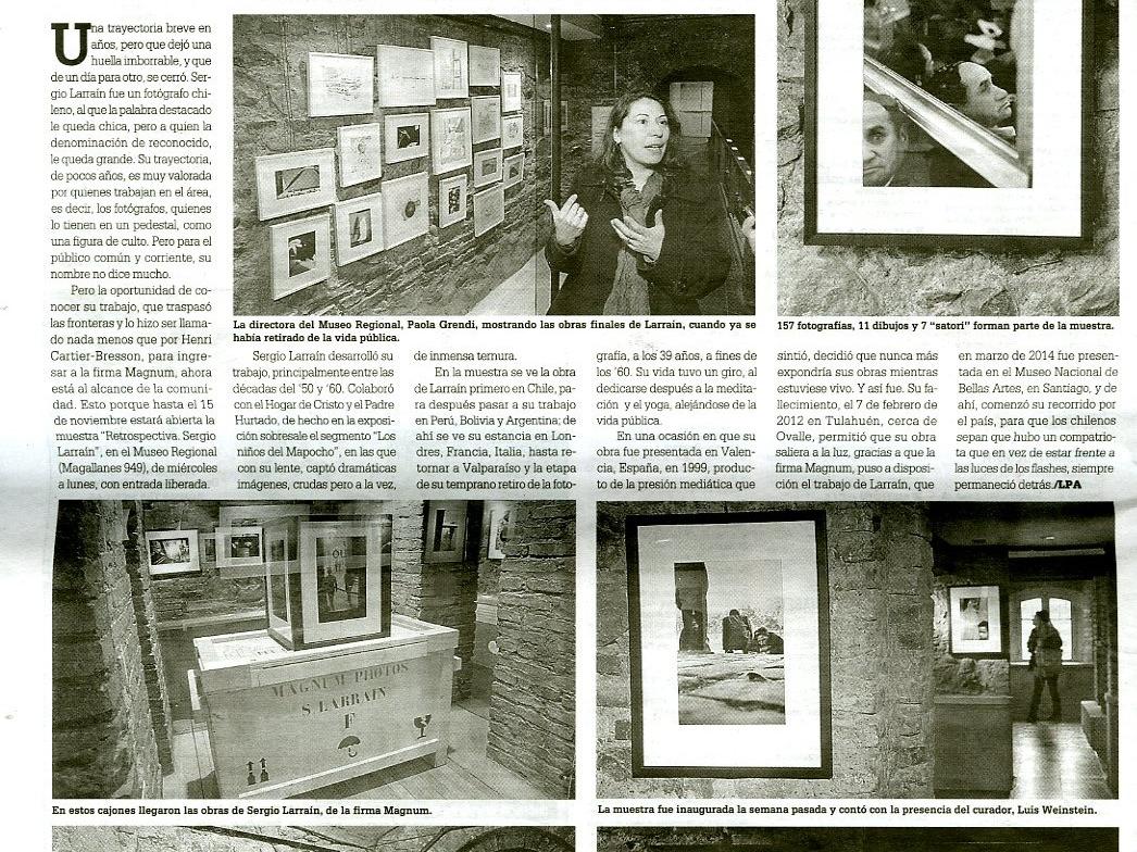 Reportaje diario La Prensa Austral de Sergio Larraín de exposición en el Museo