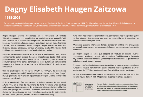 La Letra Escondida,  Dagny Elisabeth Haugen Zaitzowa