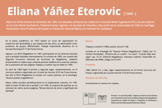 La Letra Escondida, Eliana Yáñez Eterovic