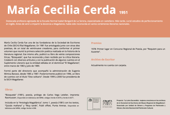 La Letra Escondida, María Cecilia Cerda