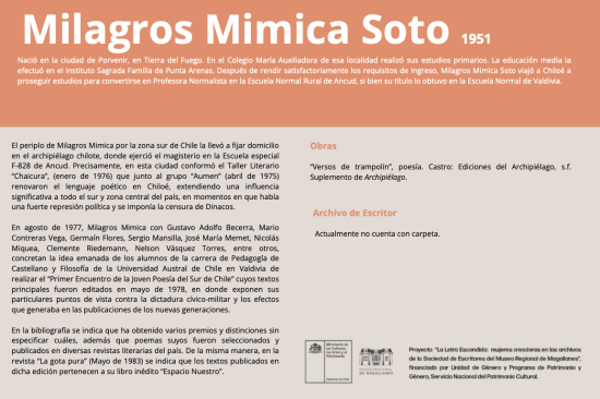 La Letra Escondida,  Milagros Mimica Soto 1951