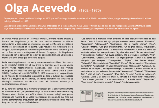 La Letra Escondida,  Olga Acevedo