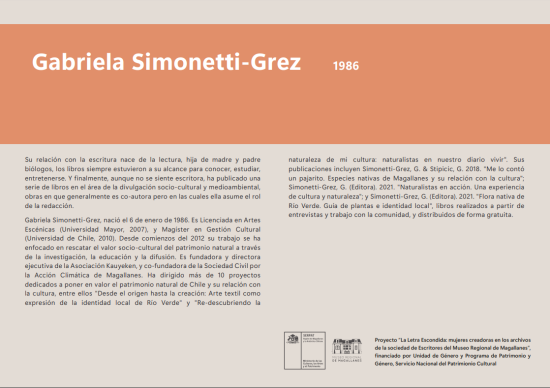 La Letra Escondida, Gabriela Simonetti-Grez