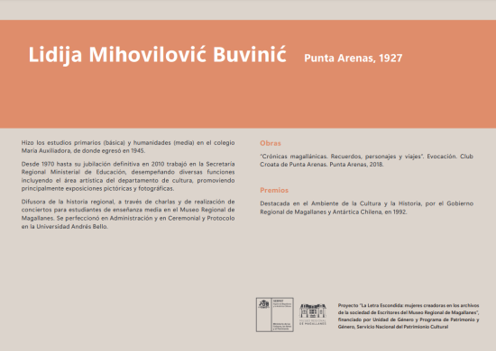 La Letra Escondida, Lidija Mihovilović Buvinić 