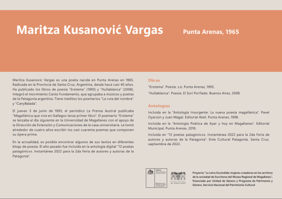 La Letra Escondida, Maritza Kusanović Vargas