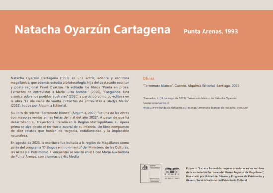 La Letra Escondida, Natacha Oyarzún Cartagena