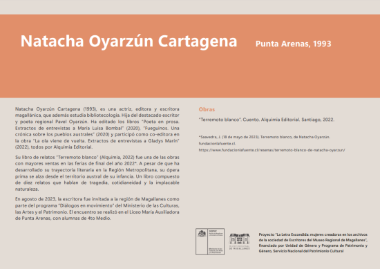 La Letra Escondida, Natacha Oyarzún Cartagena La Letra Escondida, Natacha Oyarzún Cartagena