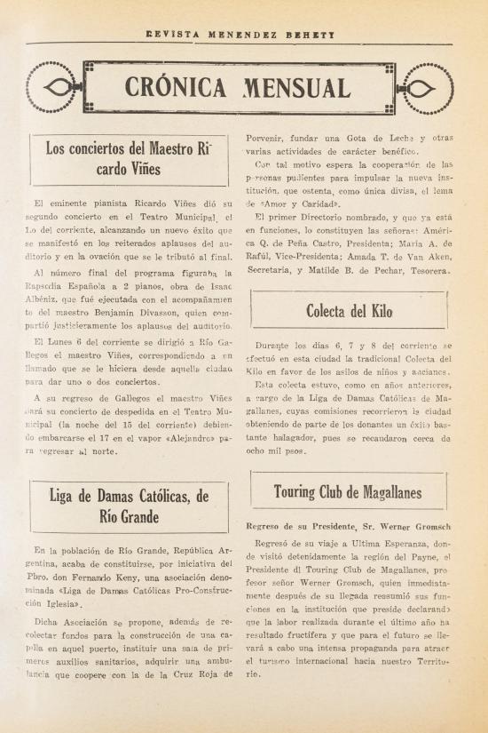 Revista Menéndez Behety. Tomo X, núms. 109-120, año 1933 (fragmento)