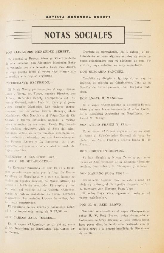 Revista Menéndez Behety. Tomo XI, núms. 121-132, año 1934 (fragmento)