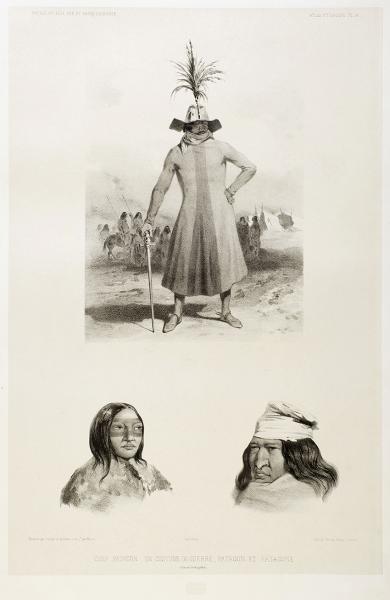 "Jefe patagón en traje de guerra. Patagón y patagona" "Jefe patagón en traje de guerra. Patagón y patagona"