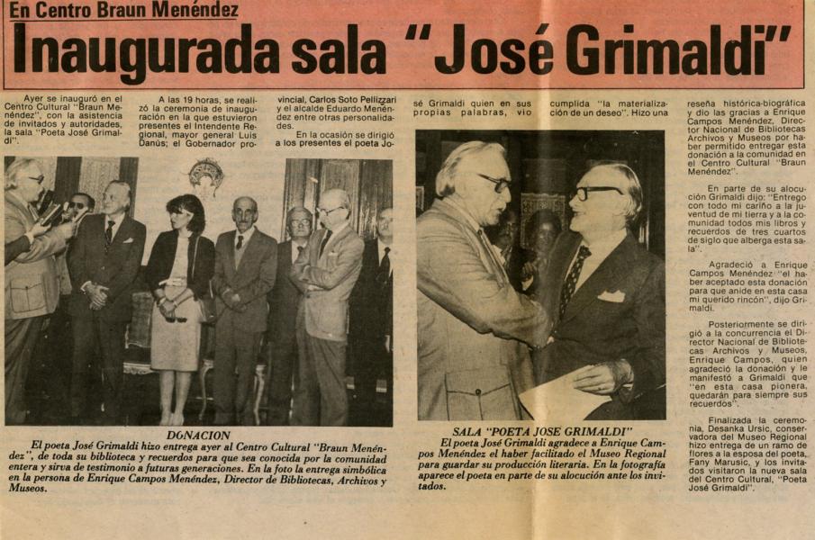 Inauguración de la Sala José Grimaldi Inauguración de la Sala José Grimaldi