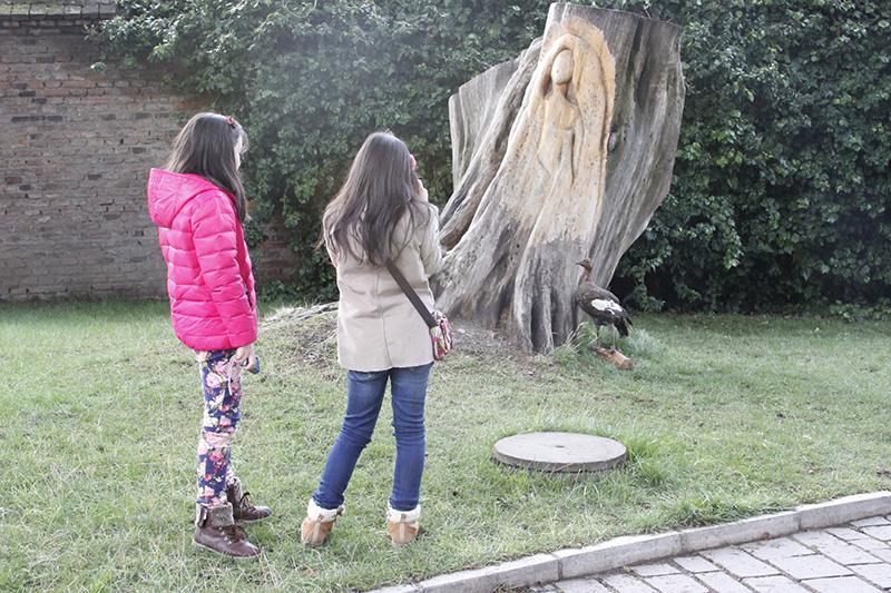 Niñas haciendo foto en el patio del Museo